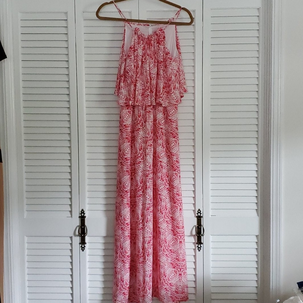 NY Collection Spaghetti Strap Halter Maxi Dress Si